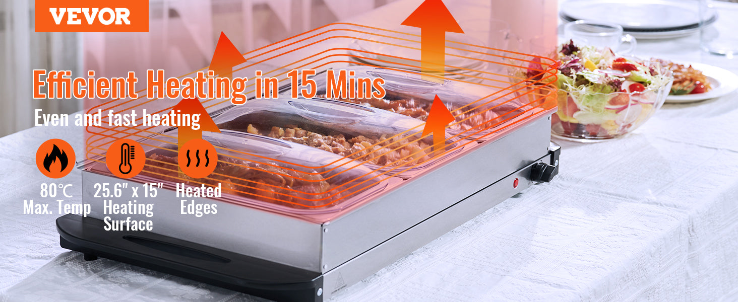 VEVOR Electric Buffet Server & Food Warmer / Electric Warming Tray, with Temp Control - My Store