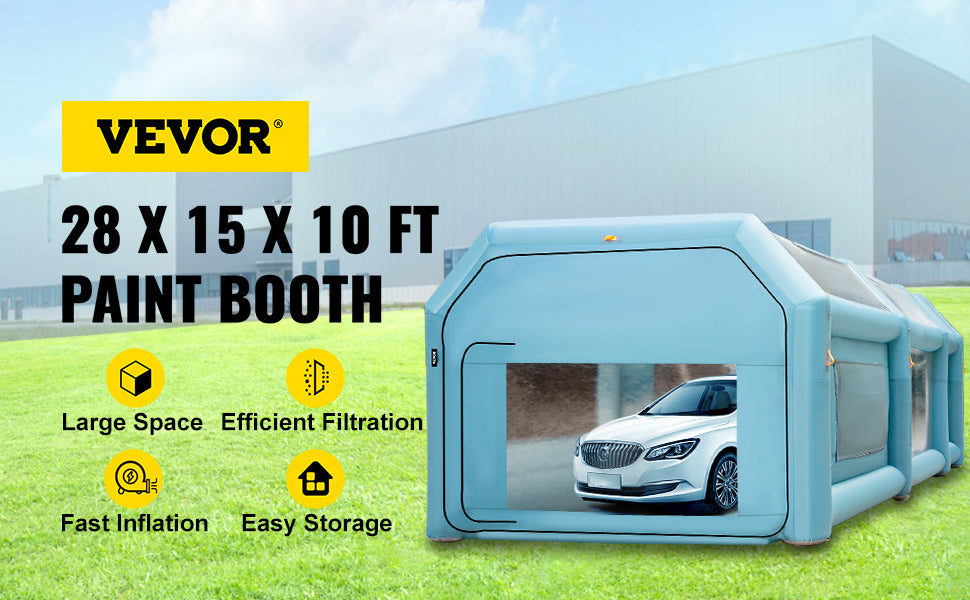 VEVOR Inflatable Paint Booth 8.5x4.6x3 m Carport Car Spray Tent W/ 2 Blowers Auto Shelter Room Garage