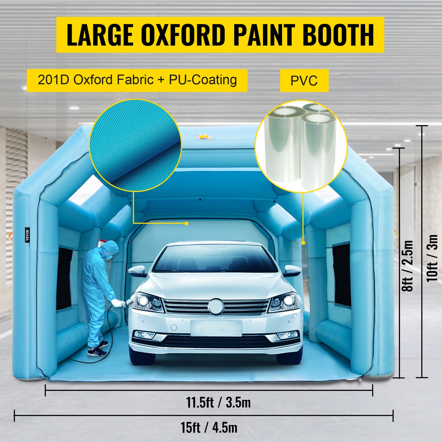 VEVOR Inflatable Paint Booth 8.5x4.6x3 m Carport Car Spray Tent W/ 2 Blowers Auto Shelter Room Garage