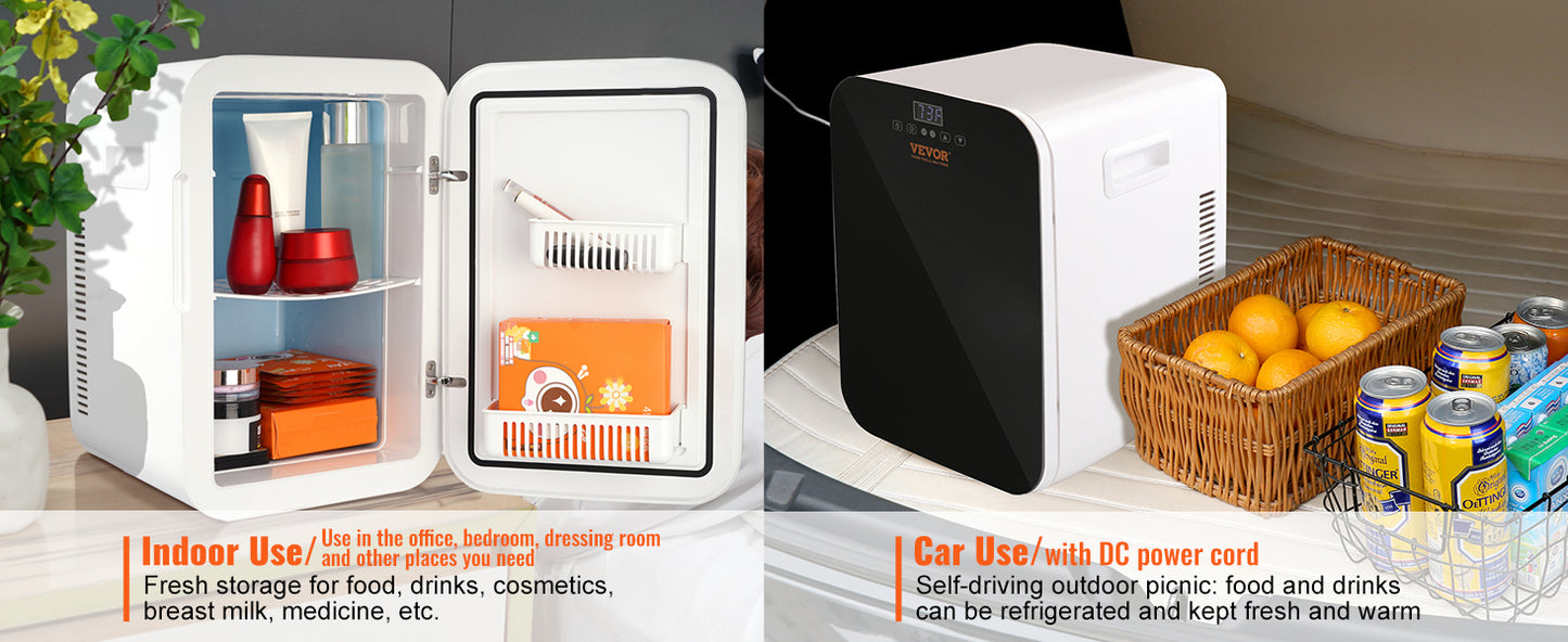 VEVOR 20L Mini Refrigerator Portable Freezer Cooler Ice Box Storing Skincare Cosmetic Food Drink
