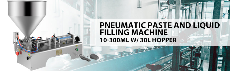 VEVOR 110V Pneumatic Paste and Liquid Filling Machine 10-300ML Volume with 30L Hopper for Packing
