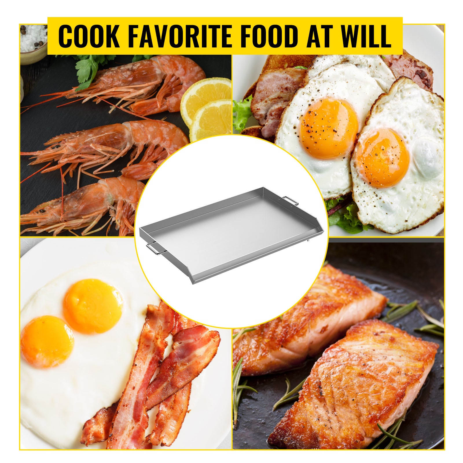 VEVOR Stainless Steel Griddle, Universal Flat Top Rectangular Plate - My Store