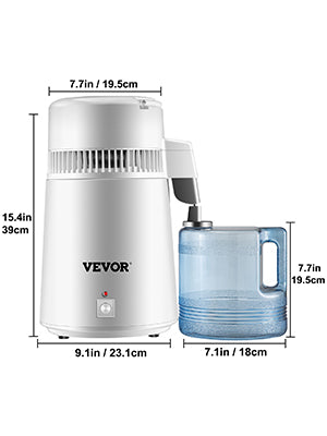 VEVOR 4L Water Distiller Purifier Dispenser Heating Drinking Bottle Softener 304 Stainless Steel