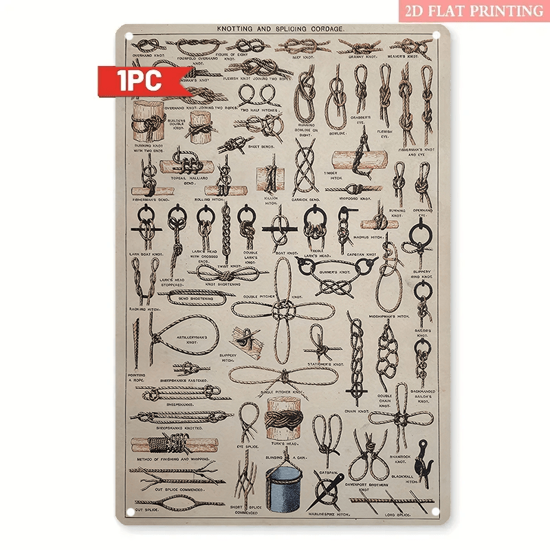 Knotting & Splicing Cordage Art Print- Alphabet Themed, Frameless Aluminum Wall Decor