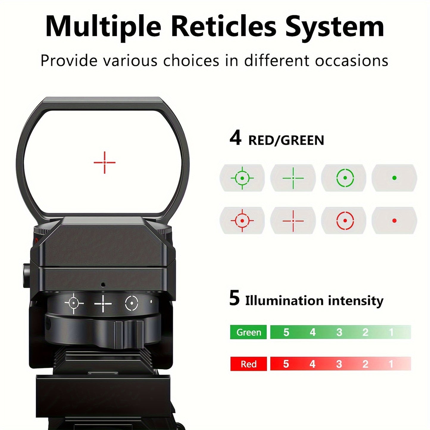 1X22X33 Red/Green Dot Gun Sight with 20mm Rail - Tactical Red Dot Sight, 4 Reticle Patterns