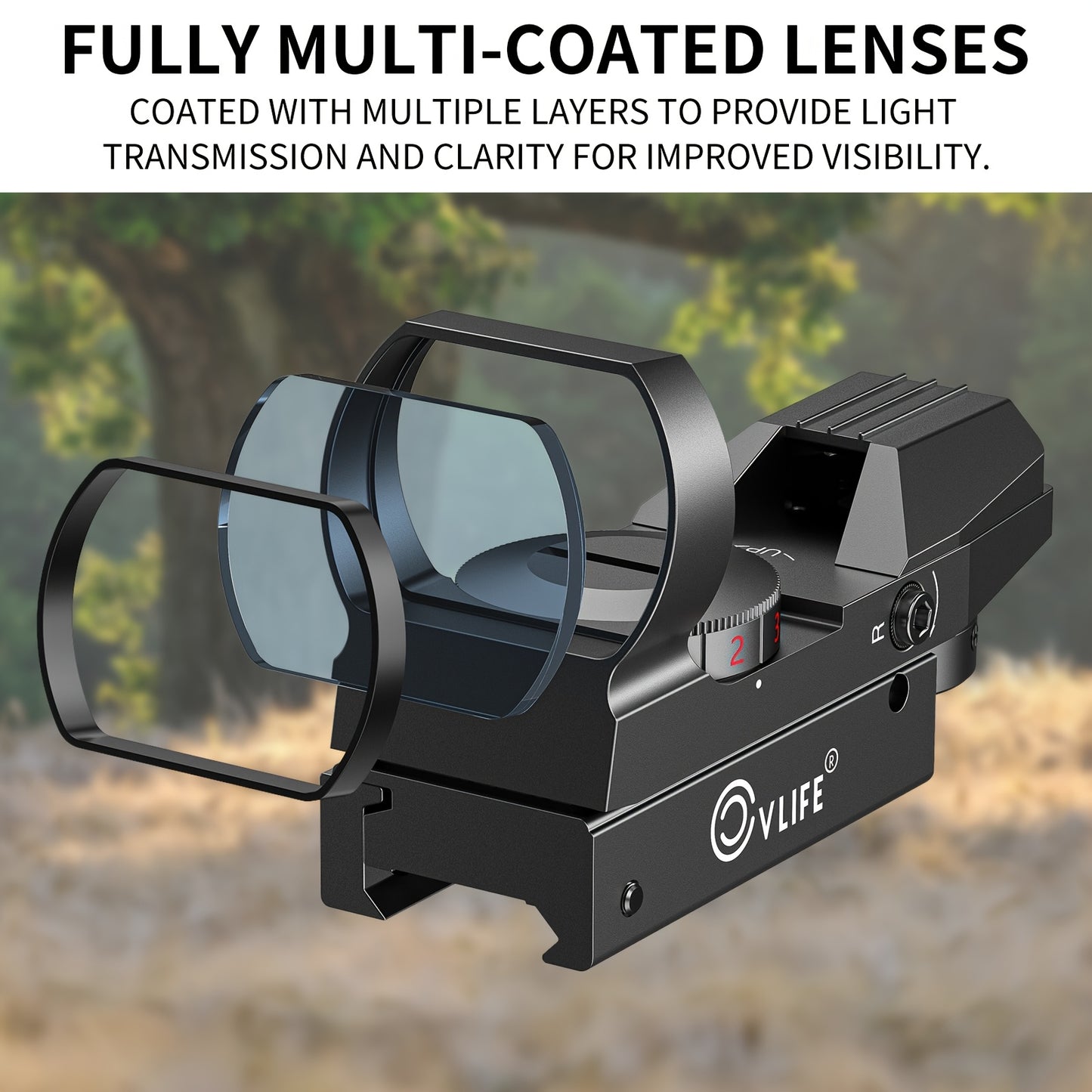 1X22X33 Red/Green Dot Gun Sight with 20mm Rail - Tactical Red Dot Sight, 4 Reticle Patterns