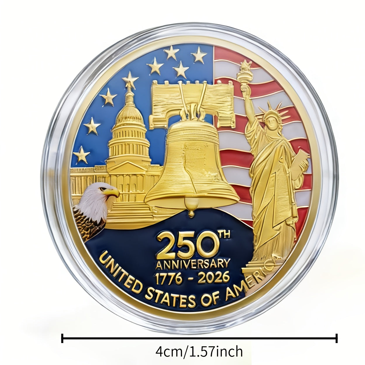 12pcs 2026 U.S. Independence 250th Anniversary Coin Set - 1776-2026 Replica Coins,W/Plastic Case