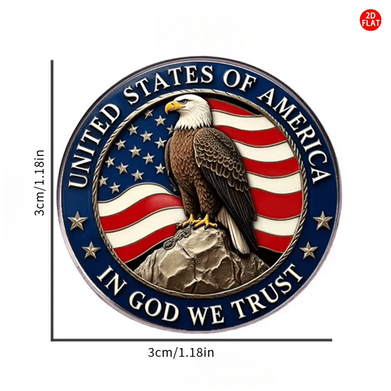2D Flat - 2DFLAT 1pc Patriotic Eagle & 50-Star Brooch - Vintage-Inspired Stainless Steel Badge with Eagle & Stars Design, Durable & Stylish for Clothes, Backpacks