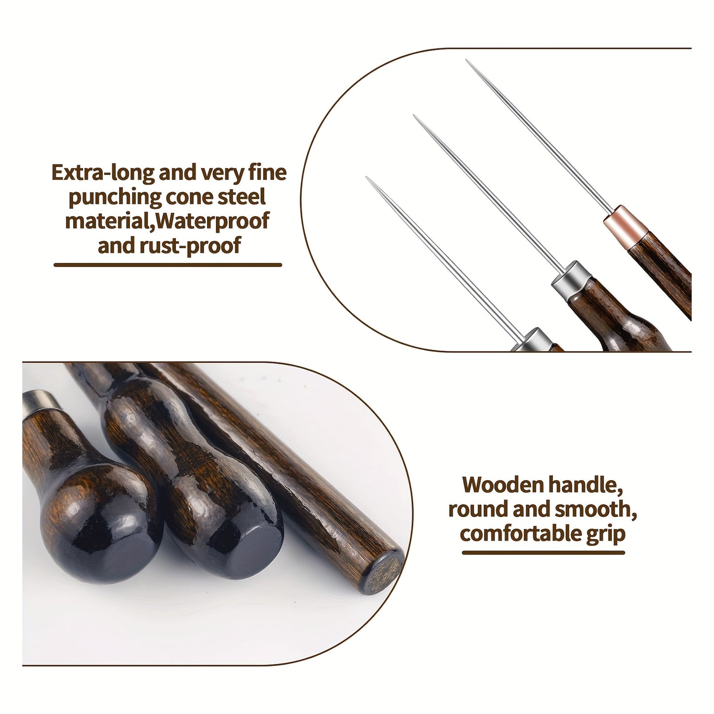 3/6 Tool Kit, Gourd-shaped Handle Drilling Tool, Leather Drilling, Stitching, Cone Tool, for Leather