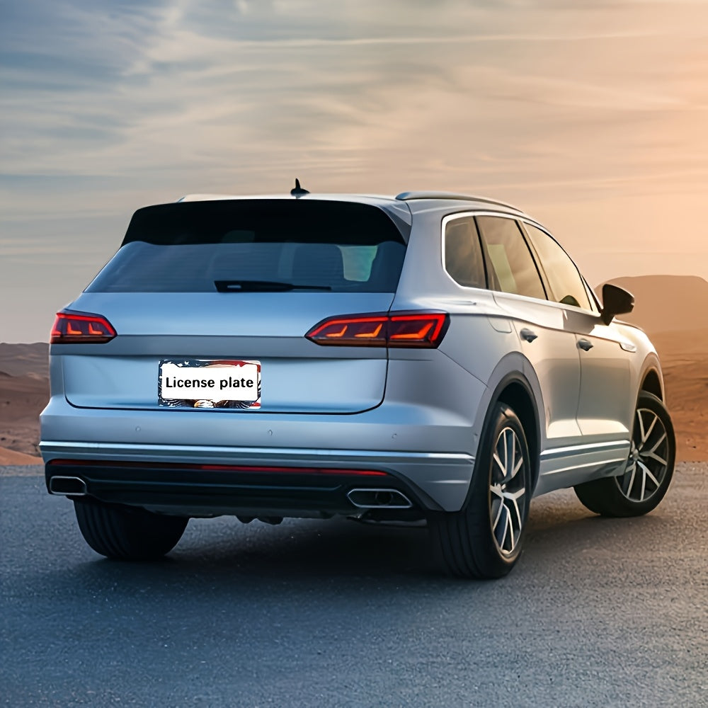 American Flag and Eagle - 2pcs License Plate Frame - Premium ABS Material - Windproof & Rainproof