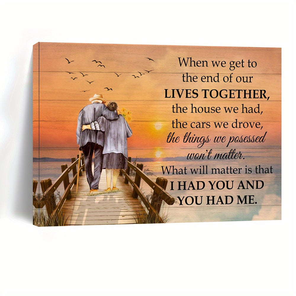 1pc Wooden Framed Canvas Painting, When We Get To The End Of Our Lives, Wall Art Prints With Frame