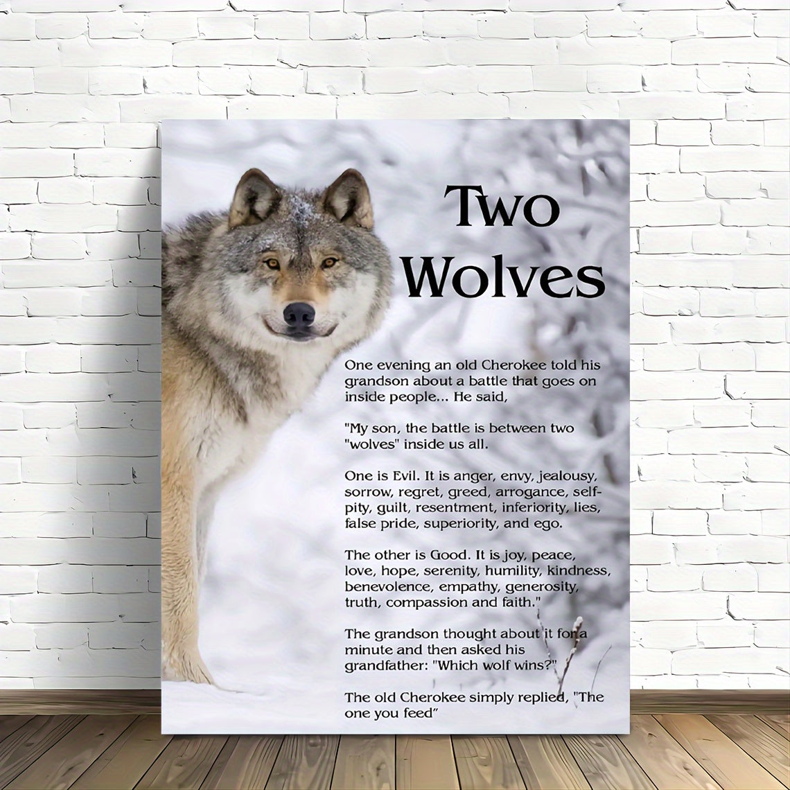 1pc Wooden Framed Canvas Painting Wolf Canvas Framed - Motivational Quotes Wolf Wall Art Prints