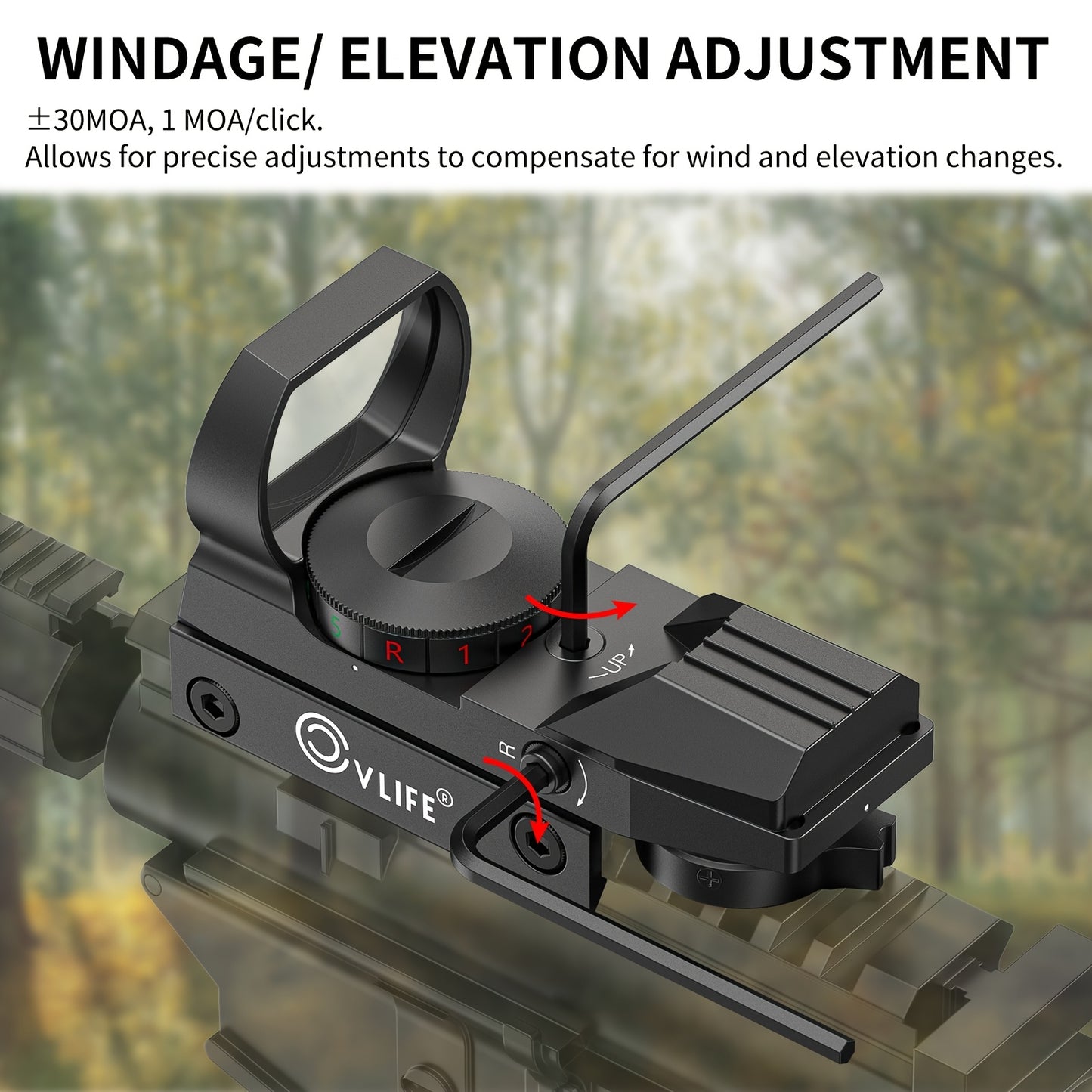 1X22X33 Red/Green Dot Gun Sight with 20mm Rail - Tactical Red Dot Sight, 4 Reticle Patterns