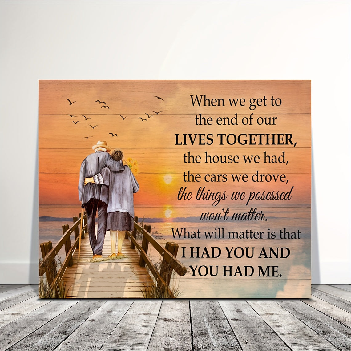 1pc Wooden Framed Canvas Painting, When We Get To The End Of Our Lives, Wall Art Prints With Frame