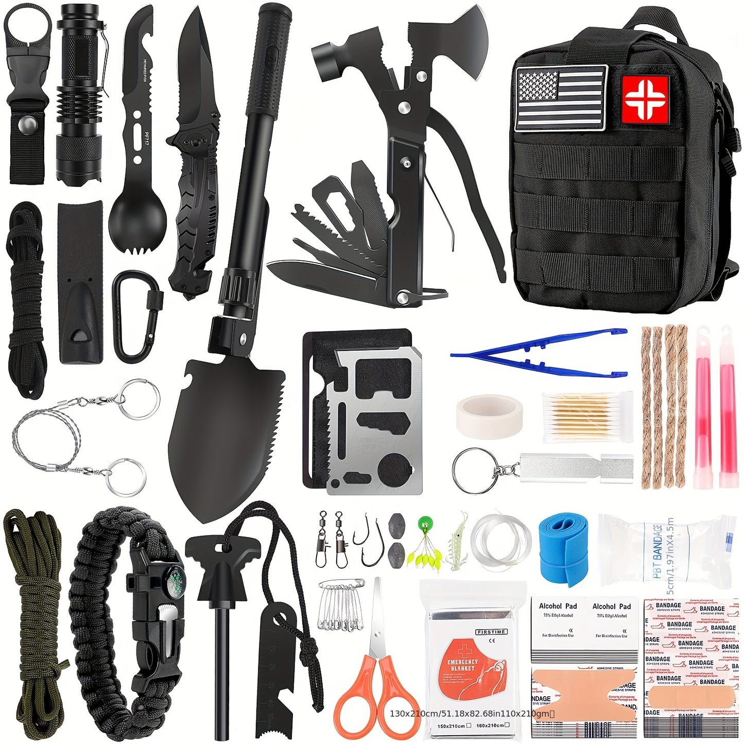 148-in-1 Professional First Aid Kit - Durable Nylon Construction, Normal Waterproof, and MOLLE Bag