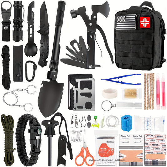 148-in-1 Professional First Aid Kit - Durable Nylon Construction, Normal Waterproof, and MOLLE Bag