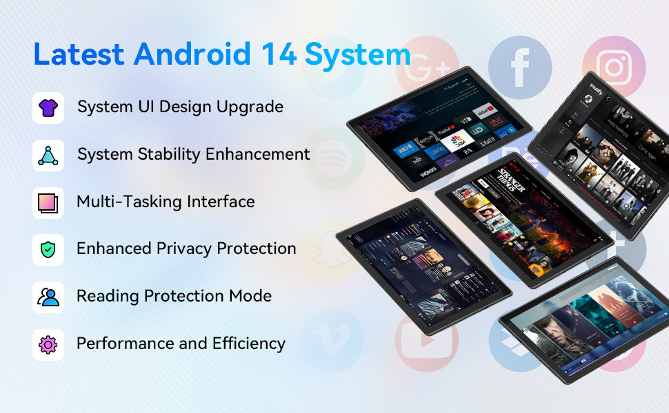 BESTSKI 10.1" Android 14 Tablet, Octa-core 10GB RAM 64GB ROM(Expand to 1TB), 5MP+8MP Dual Cameras