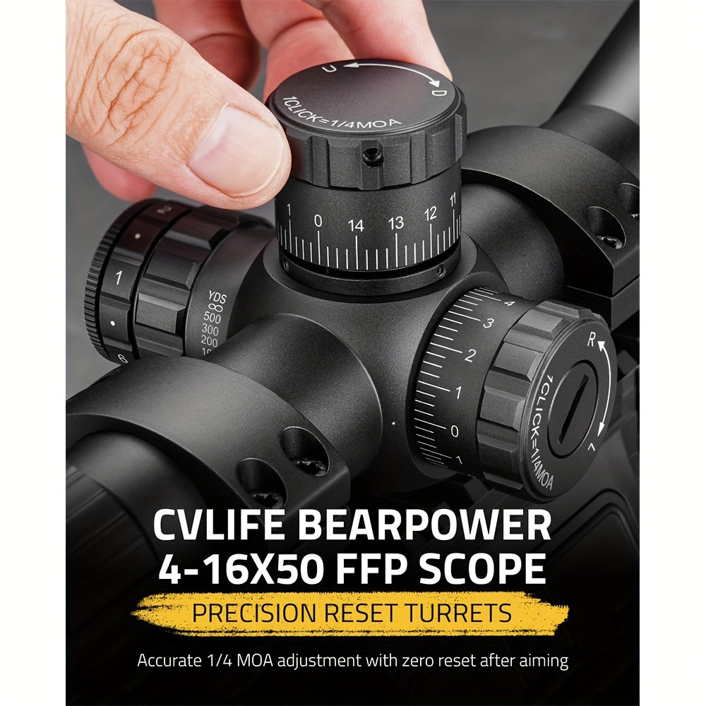First Focal Plane Scope With MOA Illuminated Reticle, Zero Stop, Zero Reset, Parallax Adjustment - 30mm Tube With Scope Rings