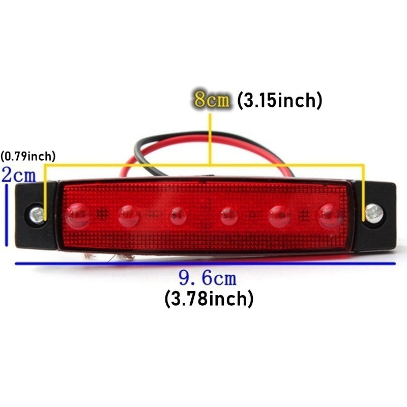 20pcs 12V (10 Red&10 Amber) 3.8" 6 LED Front Rear Side Marker Indicator Lights LED Lamp Indicator
