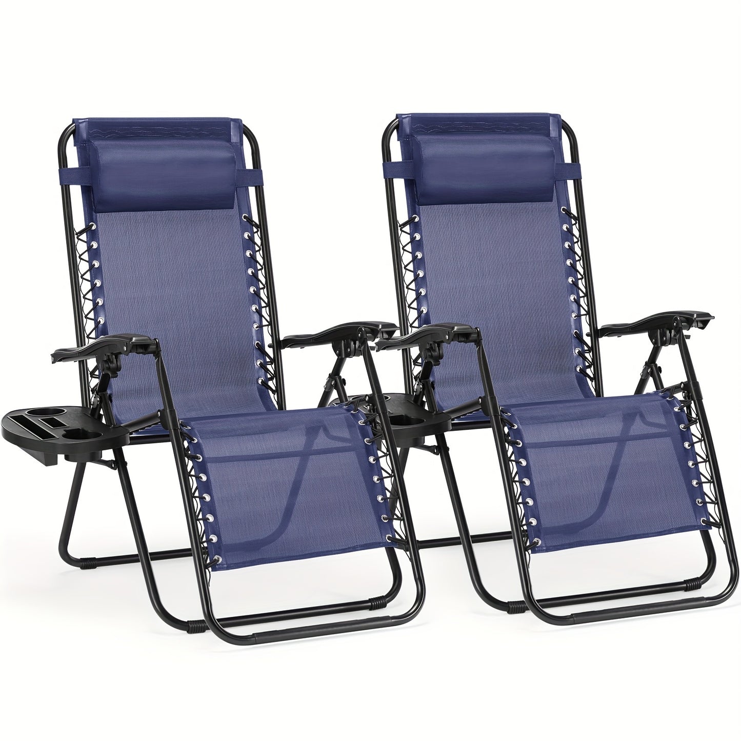 2-Pack Zero Gravity Chair w/1 Patio Umbrella Set - Outdoor Foldable Portable Lightweight Recliner