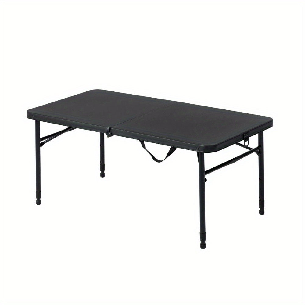 Plastic adjustable height folding table, dark black, suitable for daily use indoors & outdoors