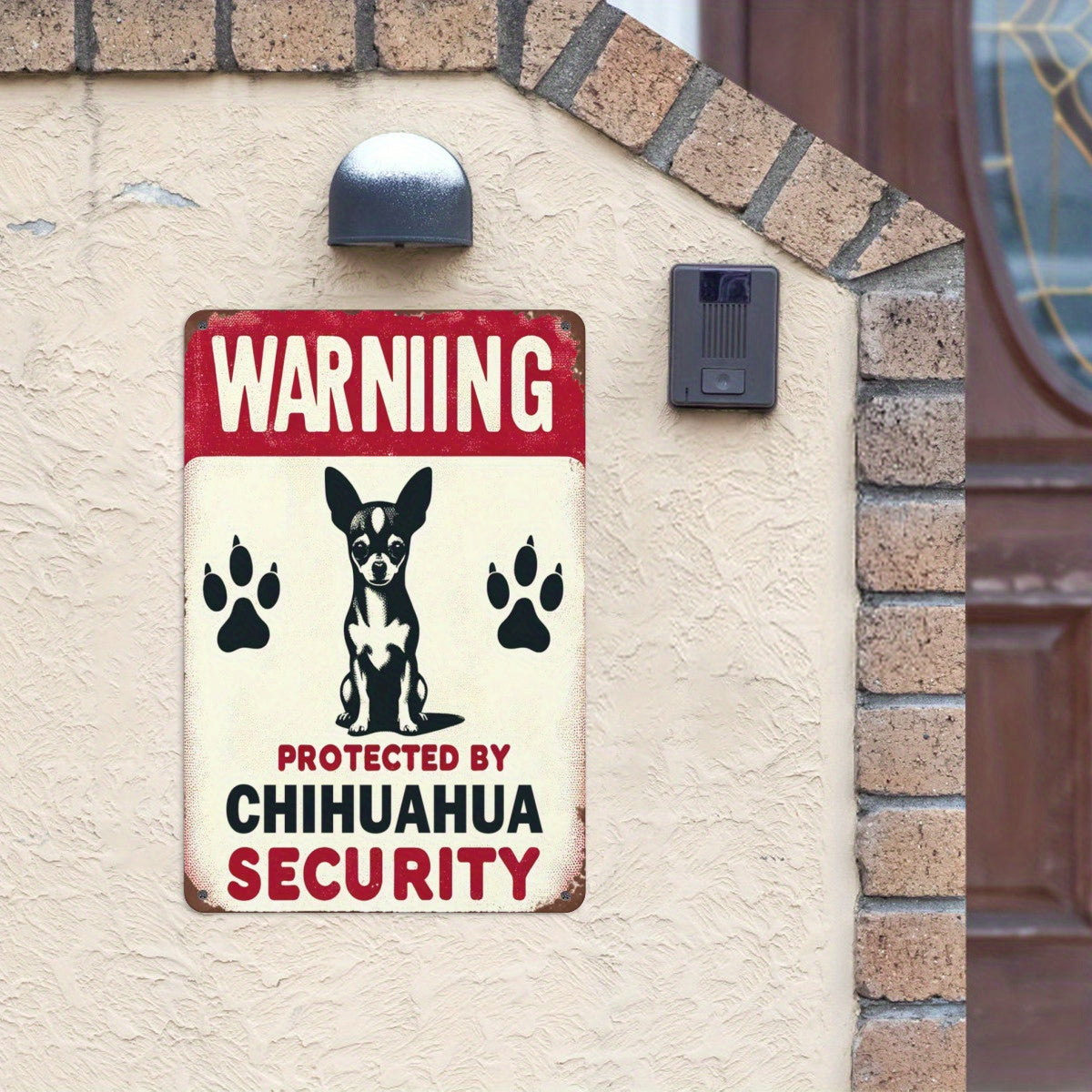 Chihuahua Security Alert Vintage Metal Sign - Waterproof & Weather-Resistant Iron Wall Art 8"x12"