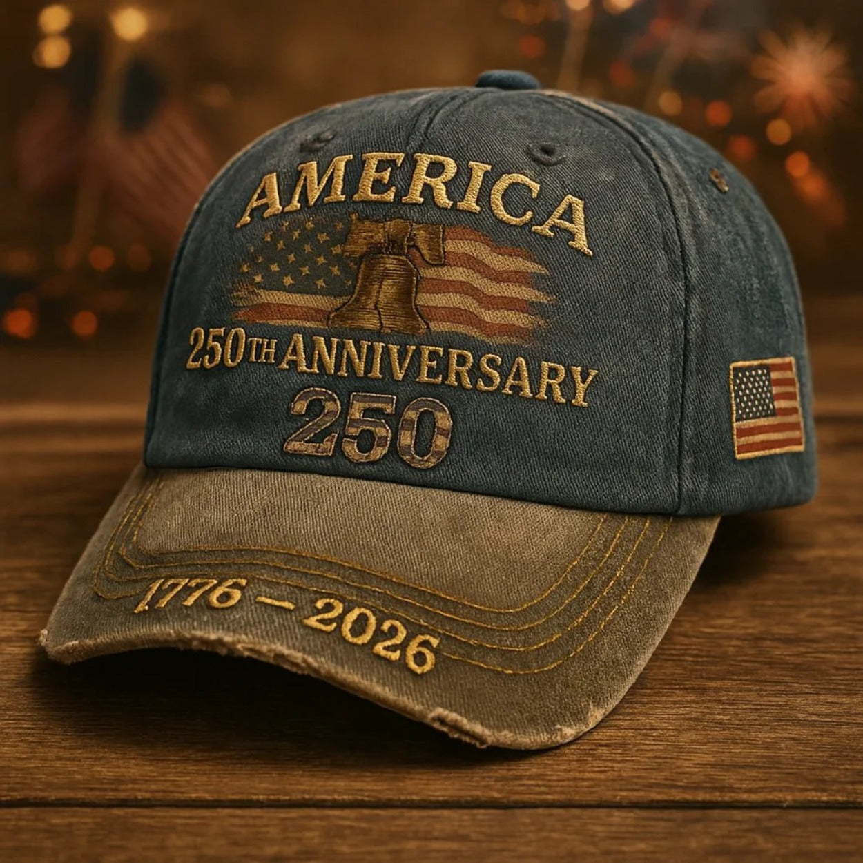 250th Anniversary Patriotic Baseball Cap | USA , Adjustable Retro Embroidered