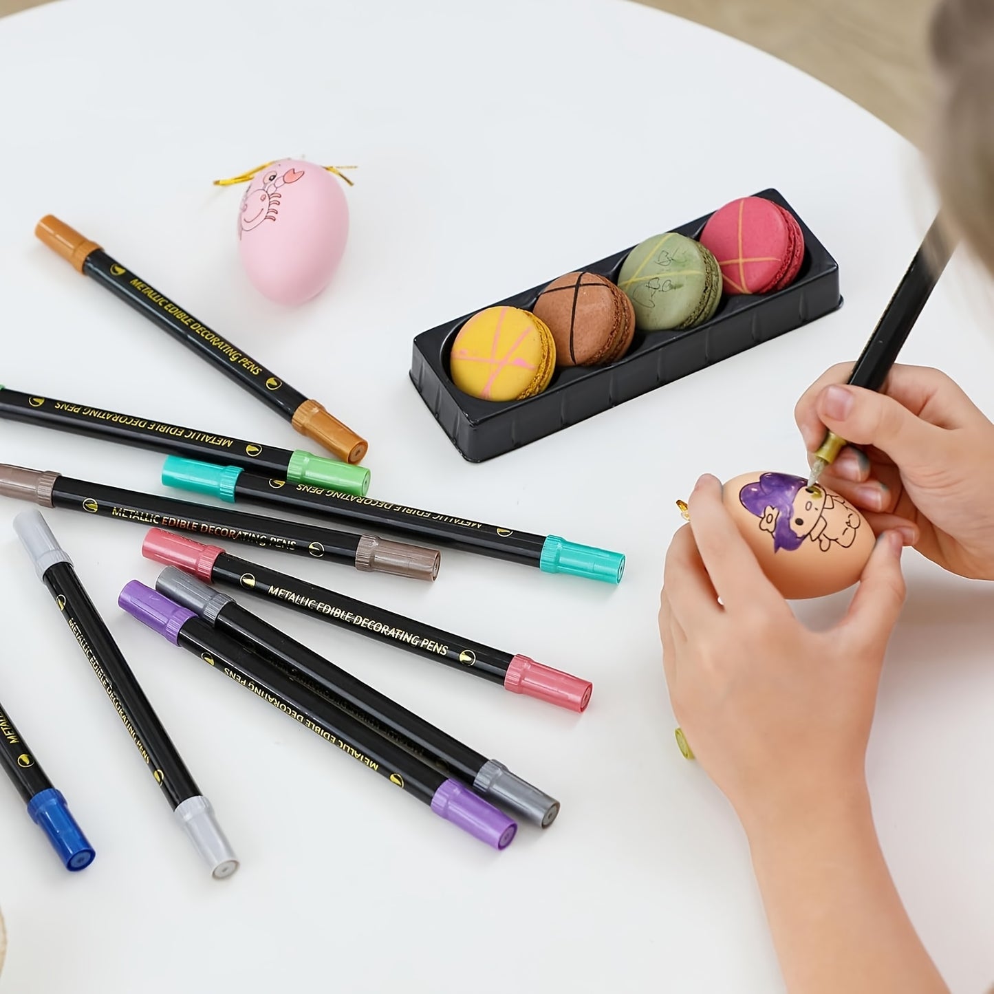 10pcs Edible Markers For Cookie Decoration, Upgraded Metal Marker Glitter Pens, Double-Sided Tip