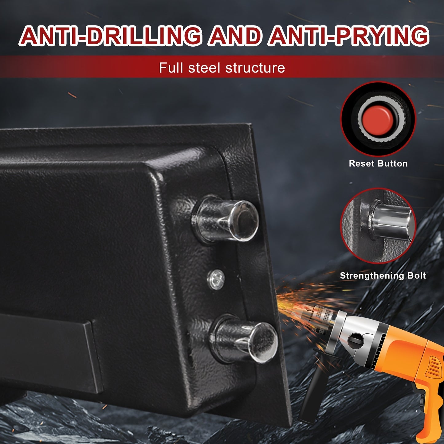 HOMEYUER Safe Box with 4pcs LED Sensor Light, Hidden Safe Box with Key & Digital Lock