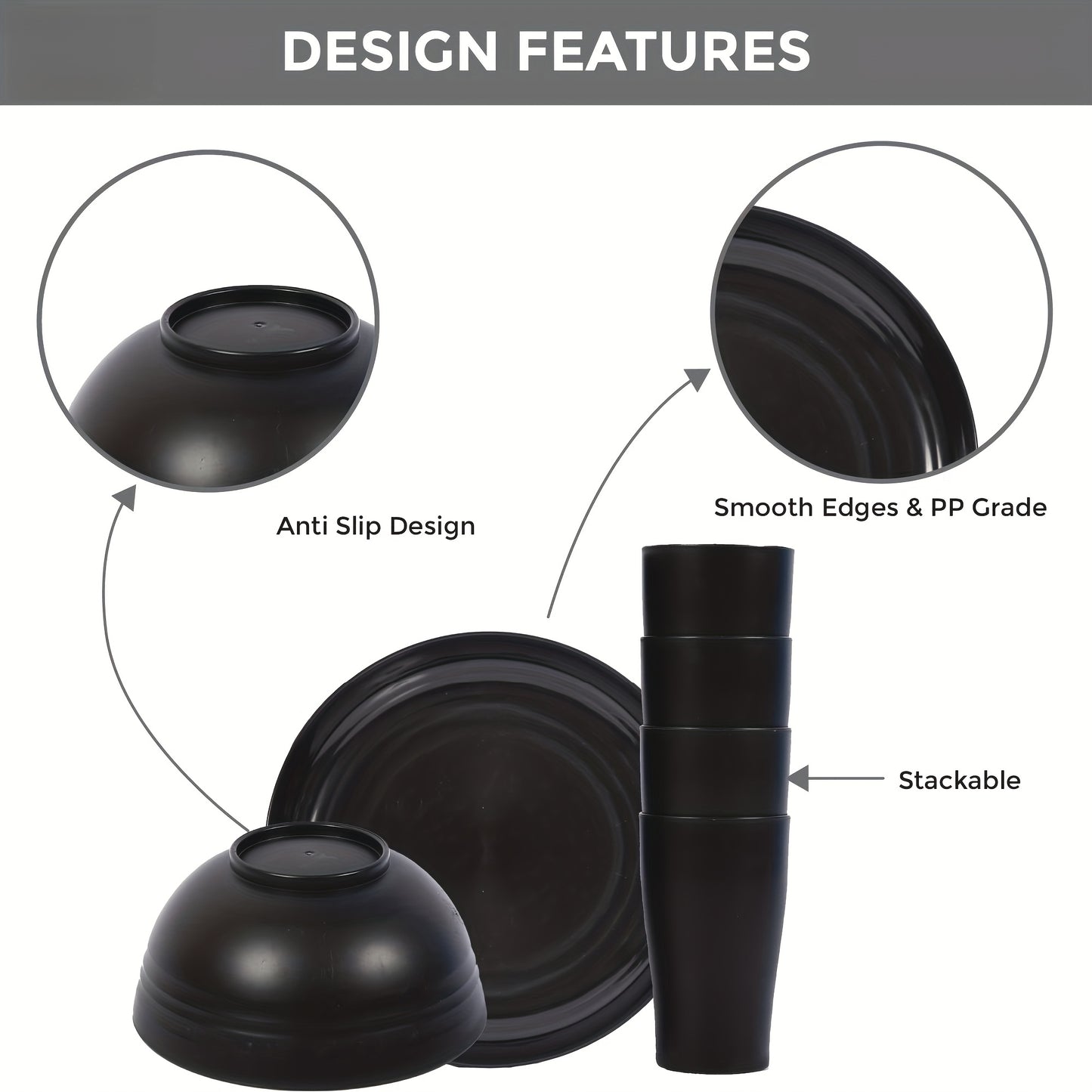 16/32pcs Wheat Straw Tableware Set, Round Plates, Dessert Plates, Bowls AndCups, Unbreakable Plates And Bowls Set, Service For 8/4, Dishwasher Safe, Durable & Lightweight & Easy-Clean For Kitchens, RVs, Camping, And Outdoor U