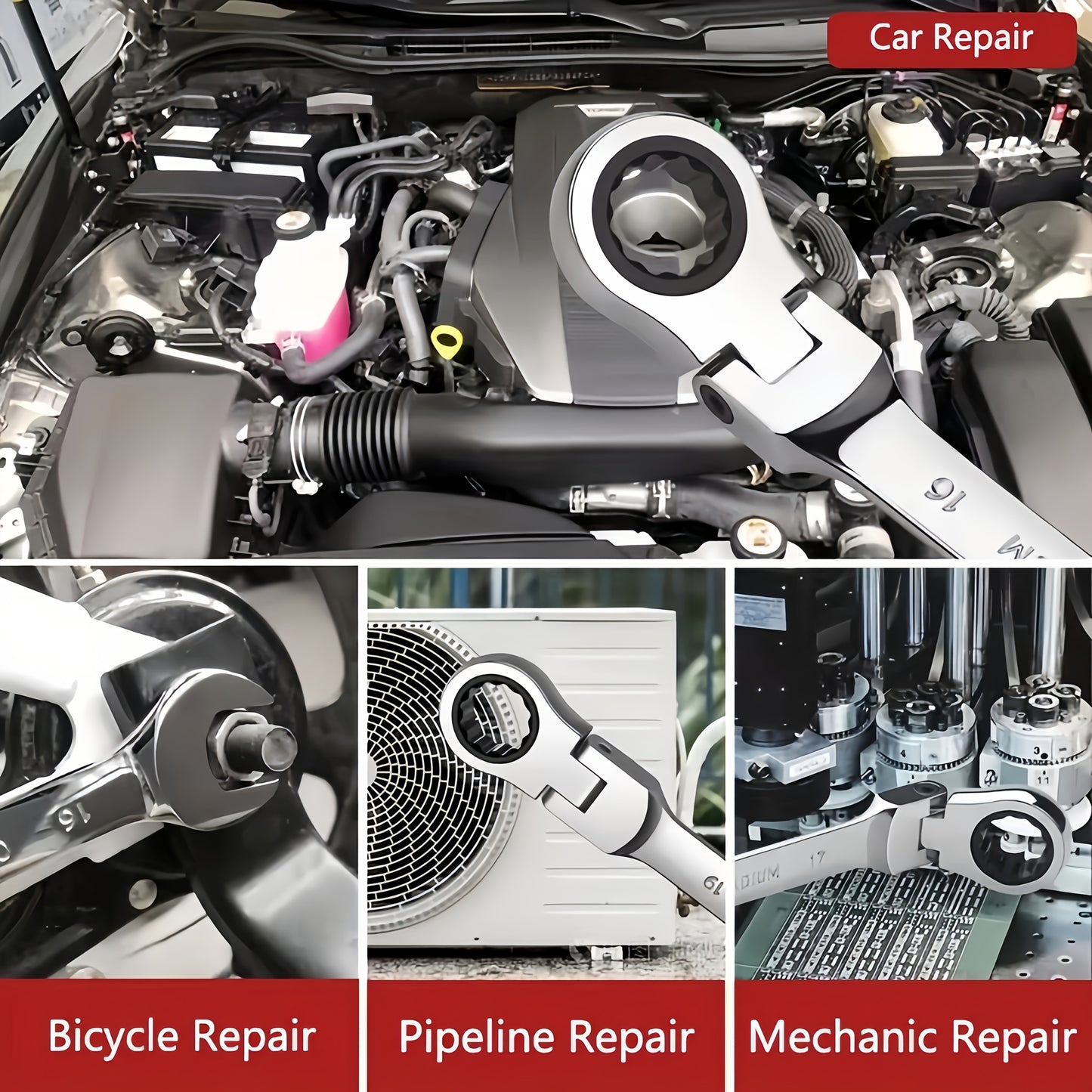 12/16pcs Double-ended Flexible Ratchet Wrench Set, Quick Wrench Set, Metric, 8-19/6-22 Mm, 72 Teeth