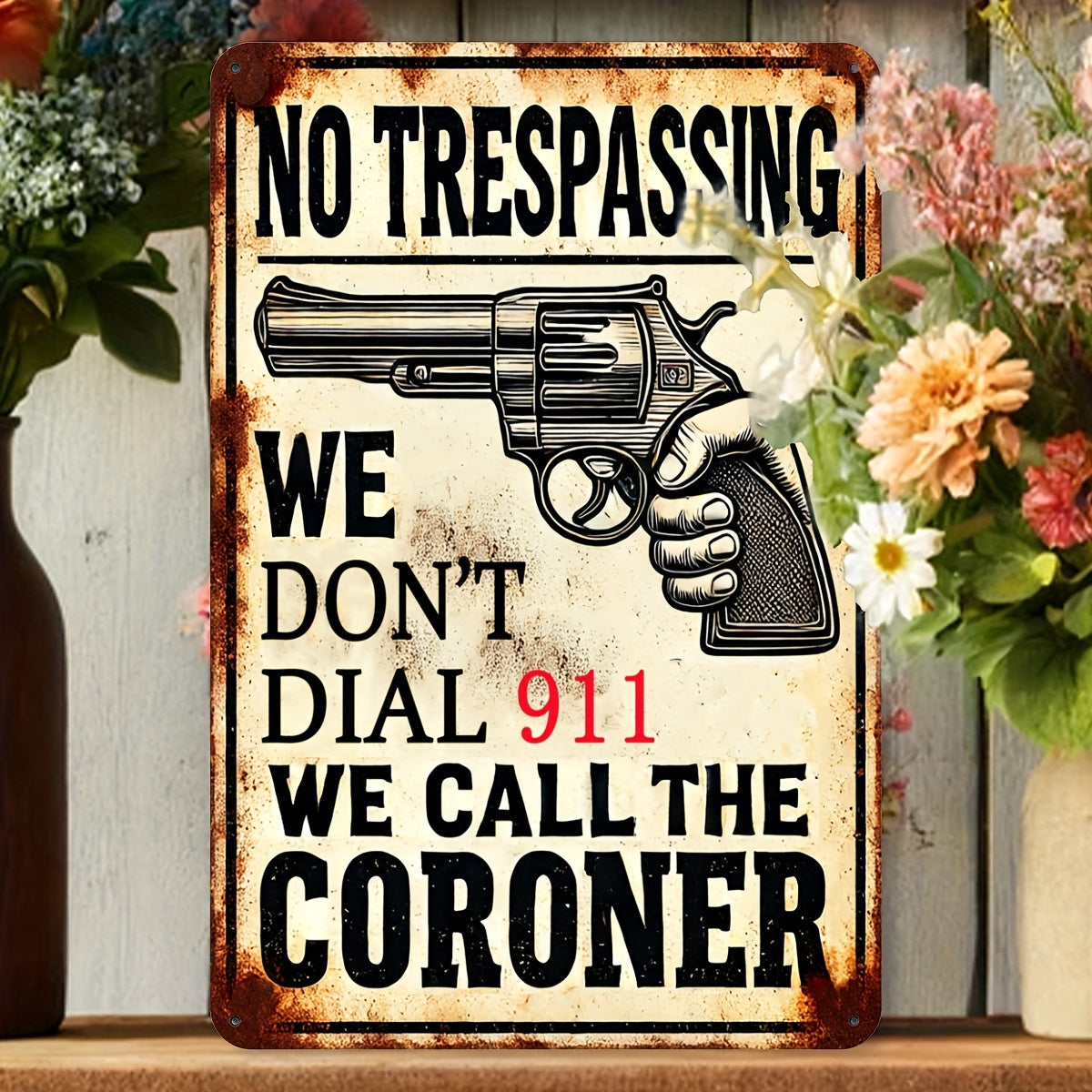 Festive 'No Trespassing' Sign: Wooden Safety Warning Decoration for Your Home - 20x30cm (8x12inch)