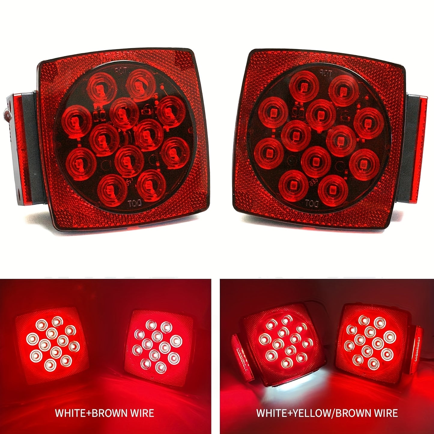 12V LED Trailer Lights, Red White/Stop Tail Turn Signal/Utility Trailer Lights for Under 80" RV-BOAT