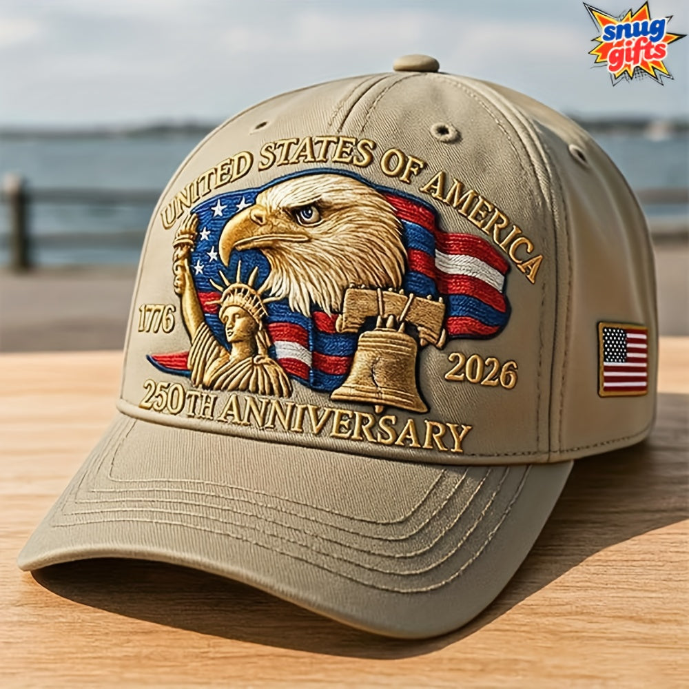 Patriotic Baseball Cap - United States 250th Anniversary Eagle Design - Adjustable Snapback, Lightweight & Comfortable - 250th Birthday of America with Eagle & 1776-2026 Years - Unisex Commemorative Gift for Veterans, History