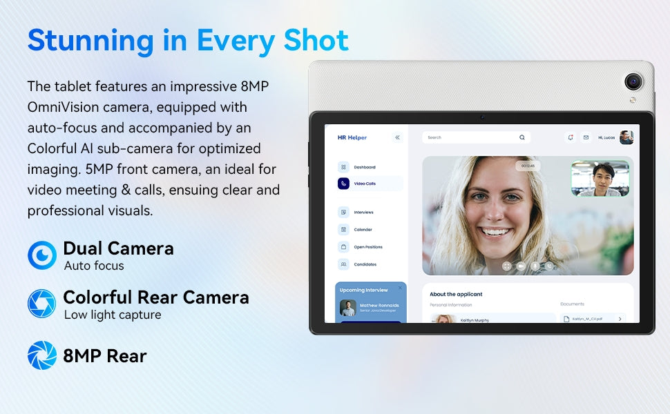 BESTSKI 10.1" Android 14 Tablet, Octa-core 10GB RAM 64GB ROM(Expand to 1TB), 5MP+8MP Dual Cameras