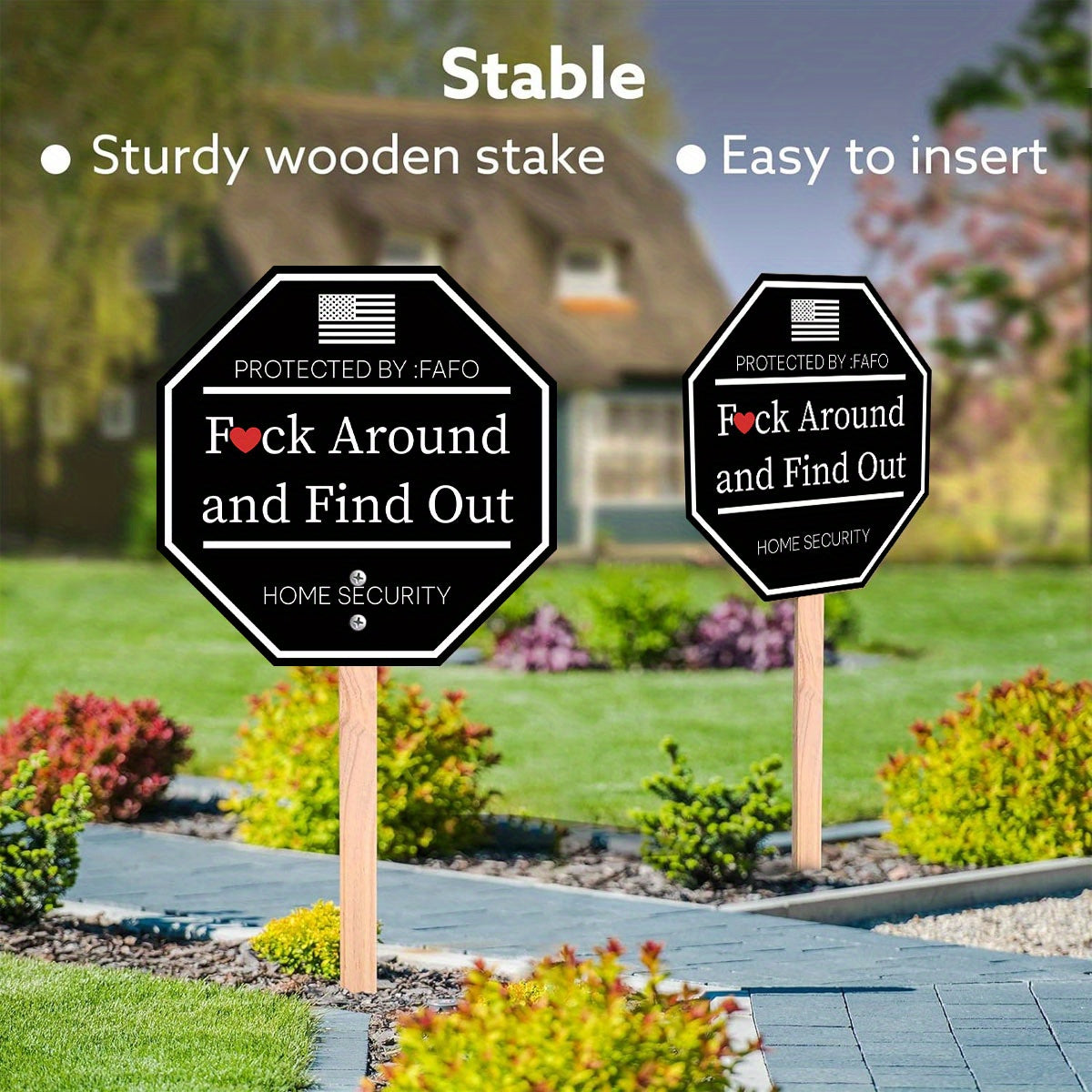 1pc, Funny Yard Sign, Wooden Decorative Sign/ Home Safety, Wood Security Warning Sign