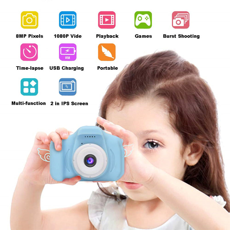 8M 1080P 4X Zoom Mini Digital Camera 2 inch Screen/32GB TF Card for Kids Baby Cute Camcorder Video