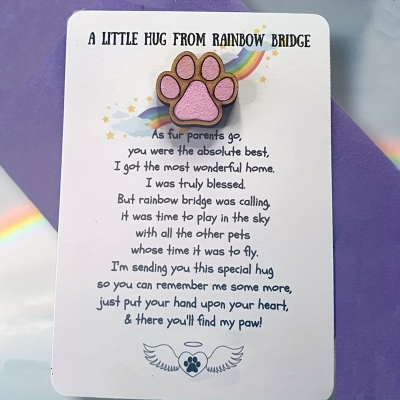 Pet Paw Rainbow Bridge Pocket Hug Keepsake, Hug Gift, Sympathy Card