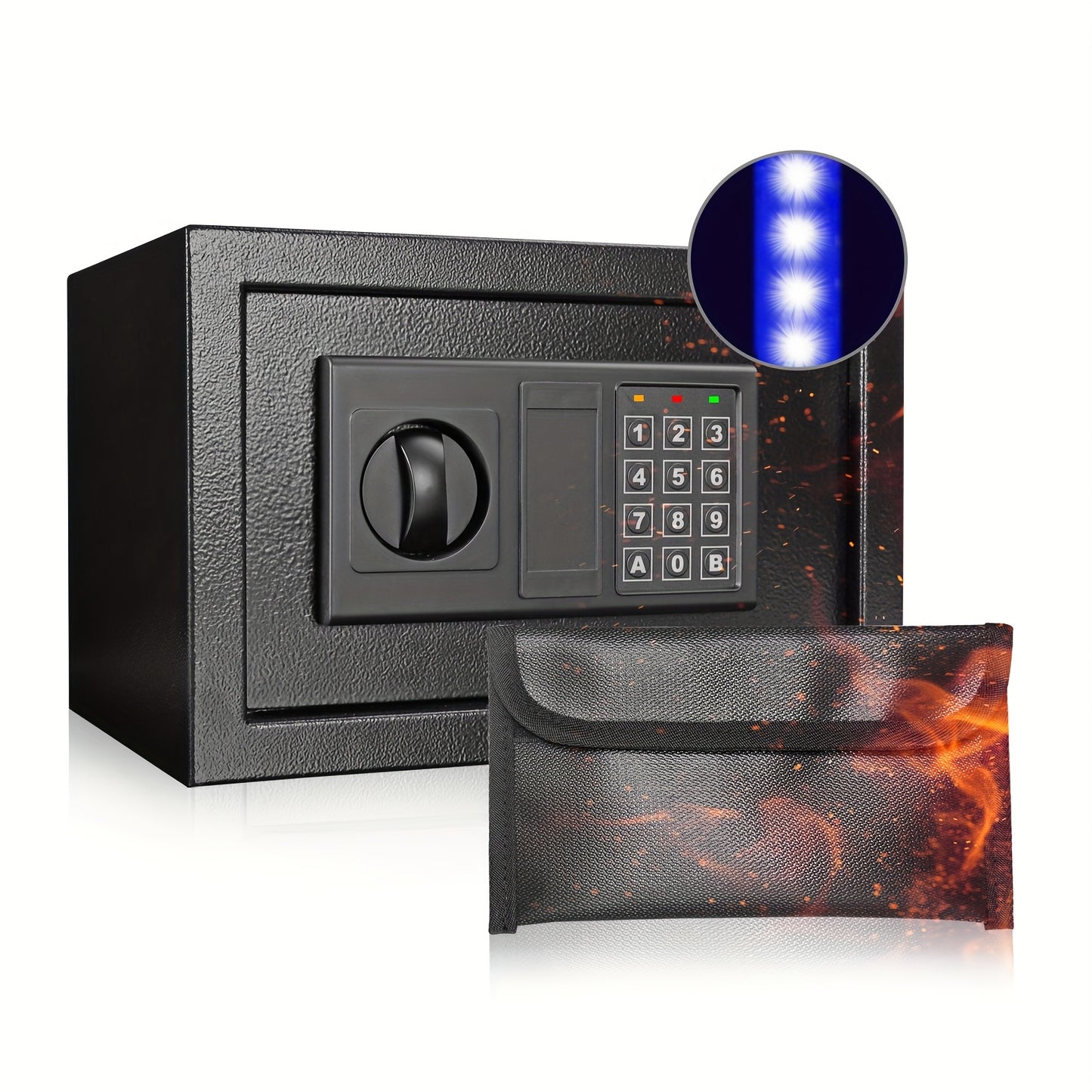 HOMEYUER Safe Box with 4pcs LED Sensor Light, Hidden Safe Box with Key & Digital Lock