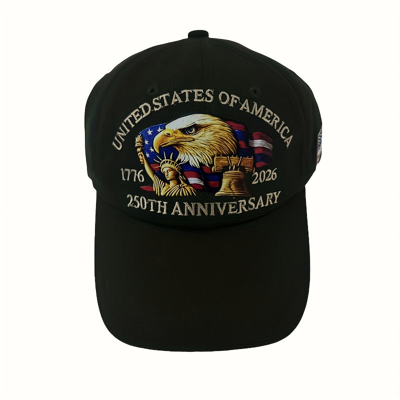 Patriotic Baseball Cap - United States 250th Anniversary Eagle Design - Adjustable Snapback, Lightweight & Comfortable - 250th Birthday of America with Eagle & 1776-2026 Years - Unisex Commemorative Gift for Veterans, History