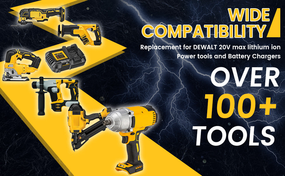 Vanon DCB205 6.0Ah 8.0Ah 12.0Ah 20V Lithium Ion Battery DeWalt DCB200 DCB206-2