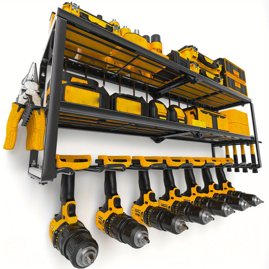 Power Tool Storage Rack With Charging Station, Wall-Mounted Heavy-Duty Tool Rack With Battery Holder