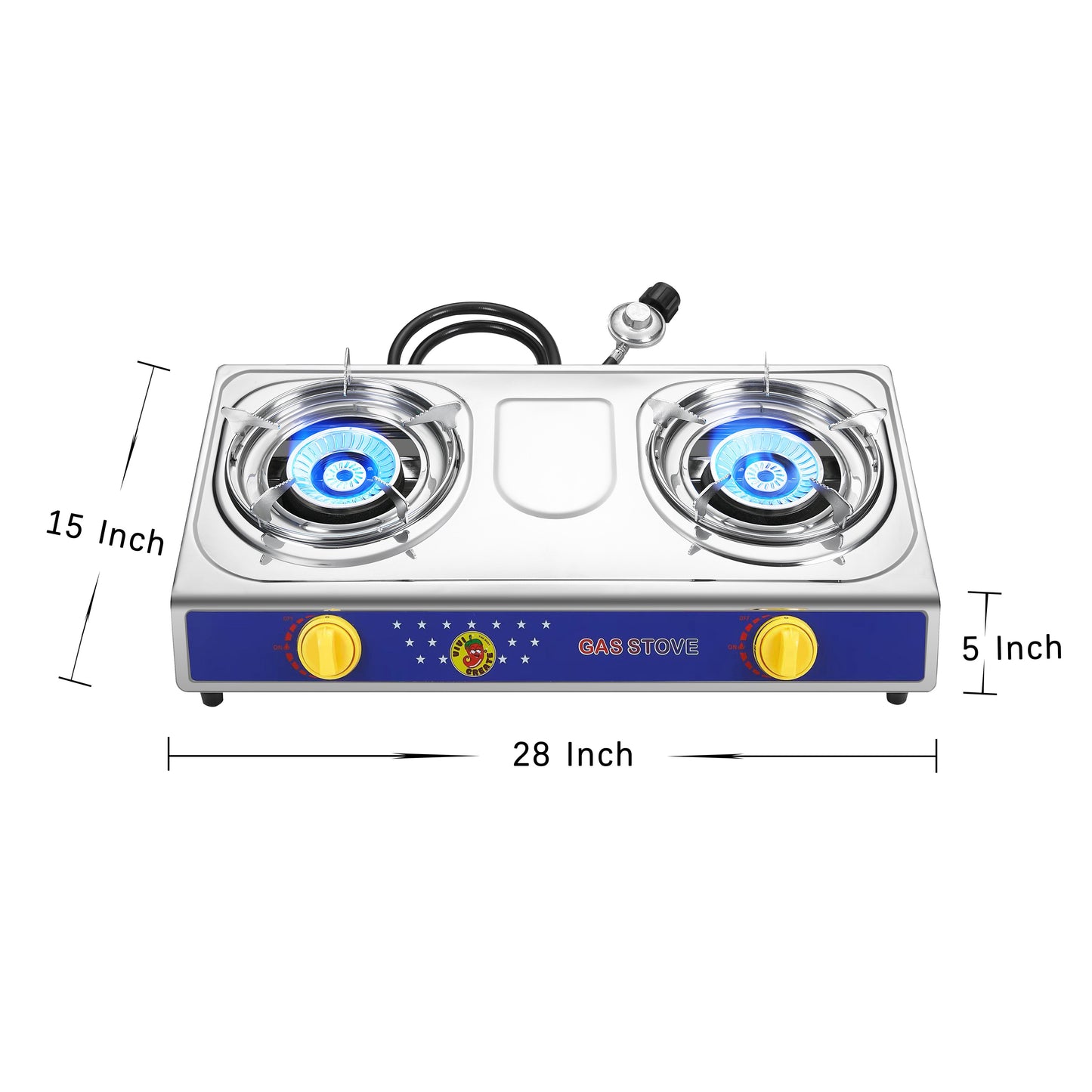 Vivicreate 25000 BTU 2 burner stainless steel panel auto ignition Camping Propane Gas Outdoor