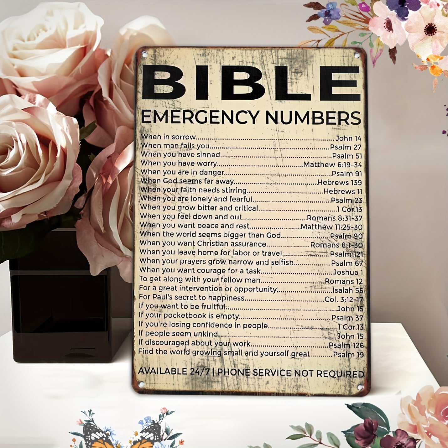 1pc, Bible Vintage Metal Signs Psalm Poster Bible Quote 8inx12in/30cm*20cm