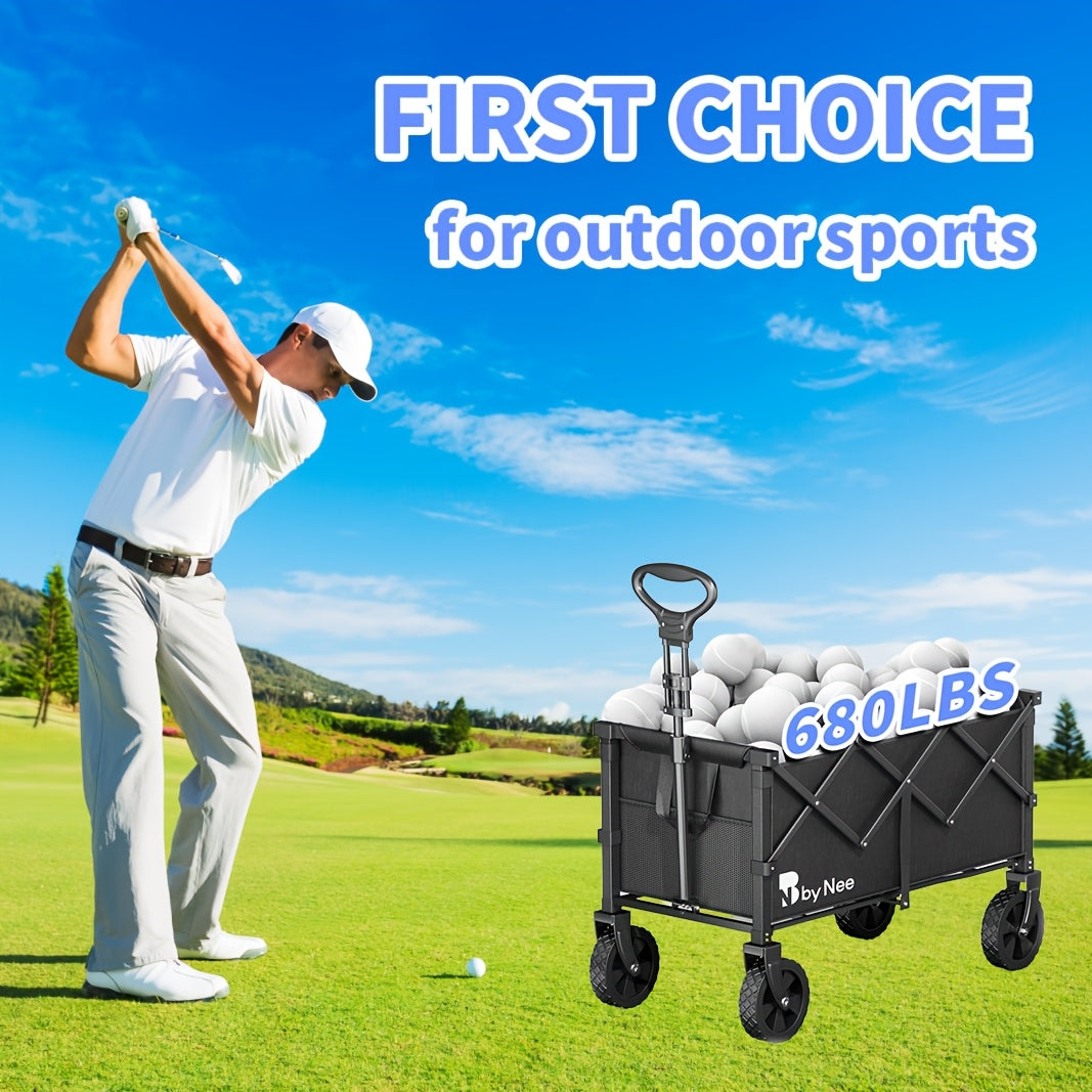 Heavy Duty Collapsible Cart With All Terrain Tires, Strong Load Bearing, Iron Frame, Track And Field