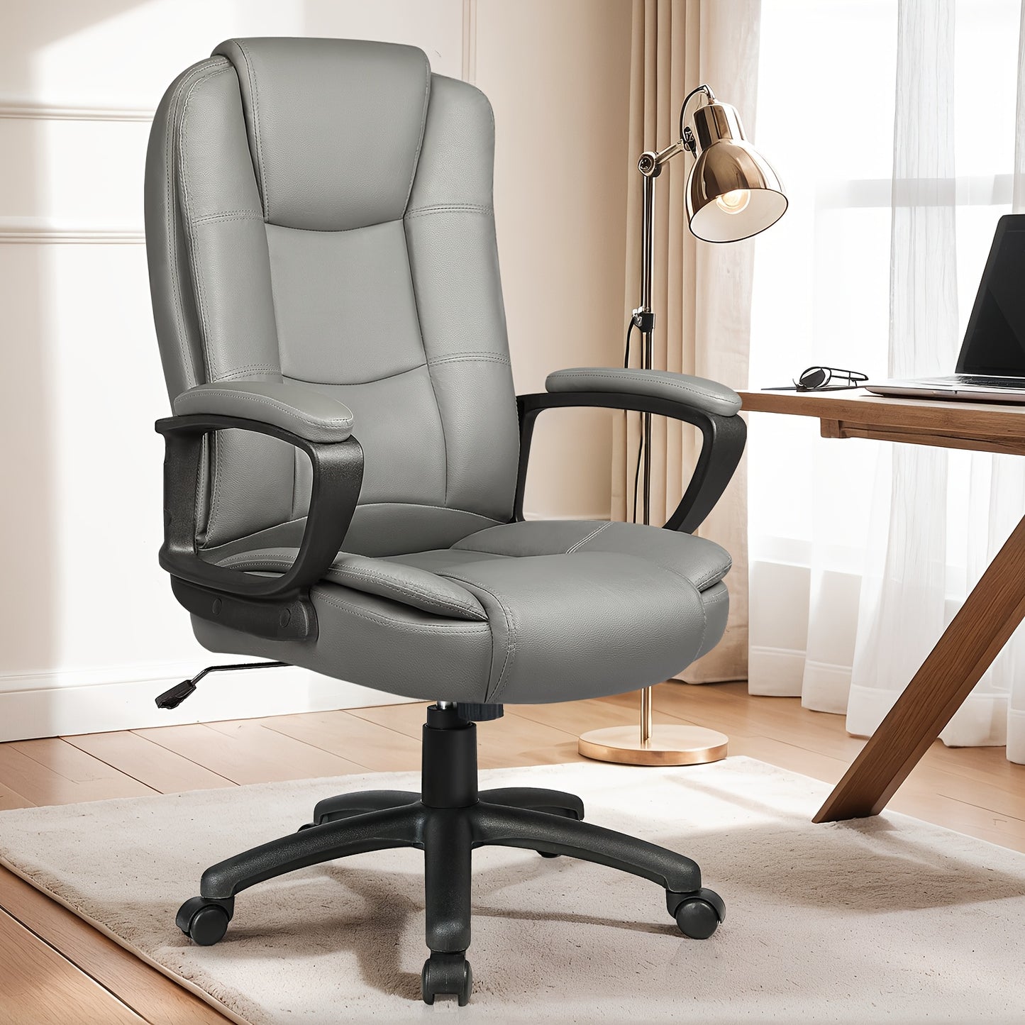 [Big And Tall Executive Chair] 400LBS High Back Ergonomic Adjustable Desk Chair, Faux Leather