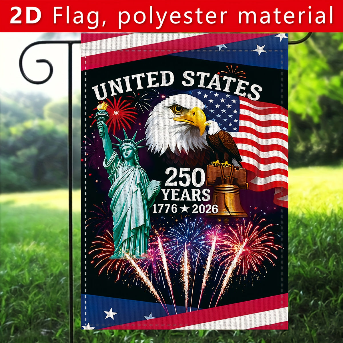 2D Flat, 2D flat banner, 1pc American 250th anniversary decoration, 30cm/45cm, 12in/18in