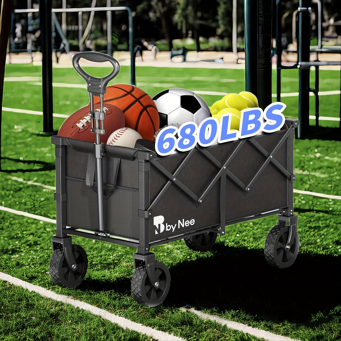 Heavy Duty Collapsible Cart With All Terrain Tires, Strong Load Bearing, Iron Frame, Track And Field
