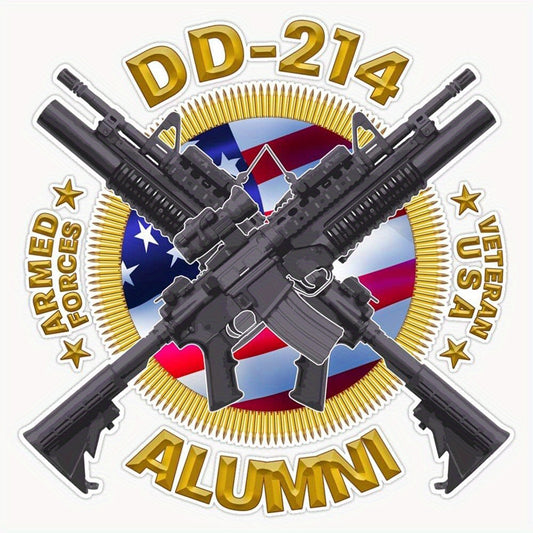 2D-214 Alumni- Veteran USA Military Armed Forces Gifts Vinyl Sticker Waterproof Decal 5"