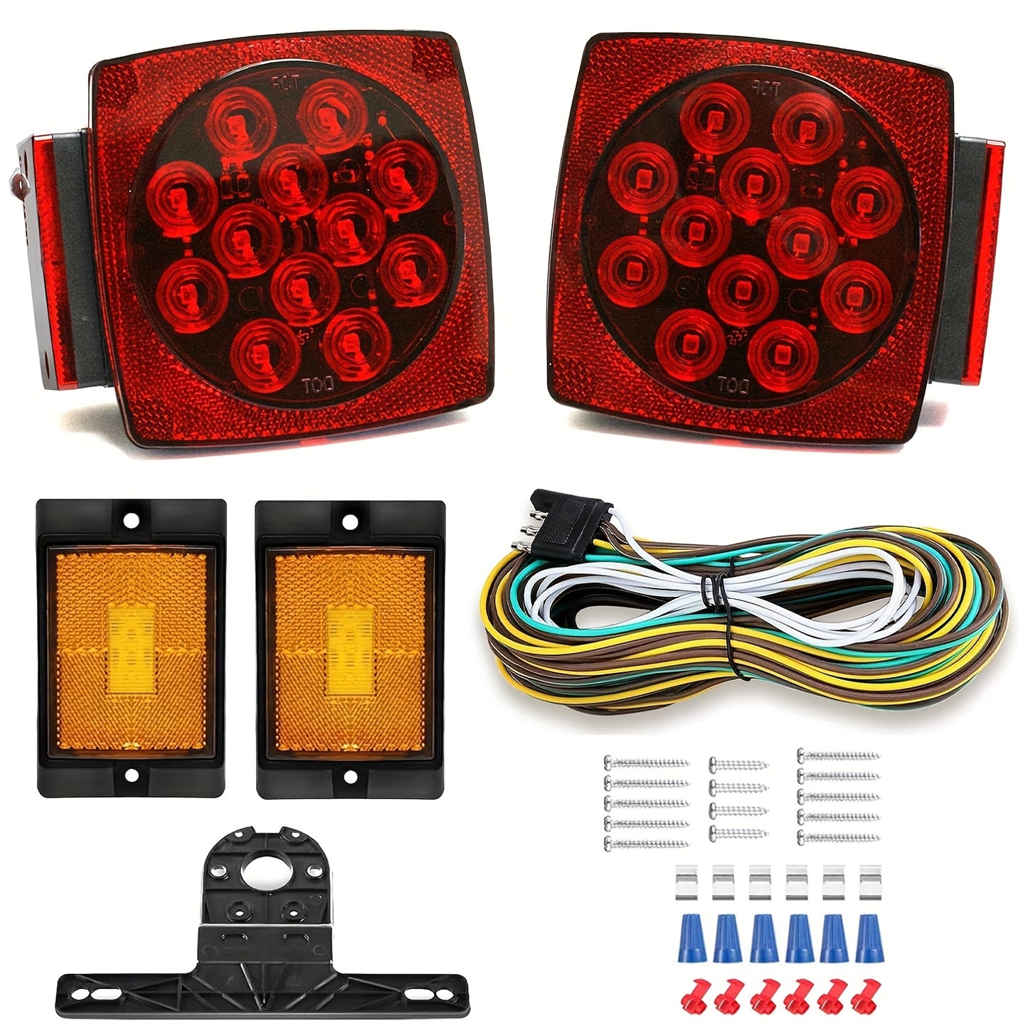 12V LED Trailer Lights, Red White/Stop Tail Turn Signal/Utility Trailer Lights for Under 80" RV-BOAT